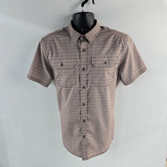 Prana short sleeve button down shirt red mens M 6256 - Picture 1 of 11